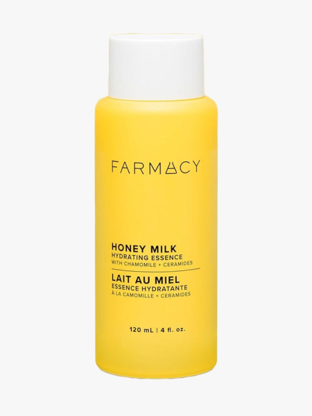 Farmacy Honey Milk Hydrating Essence in branded component on a light gray background